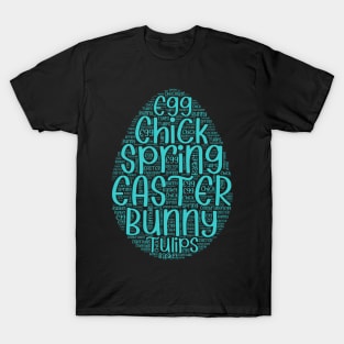 Cute Teal Easter Words Egg T-Shirt